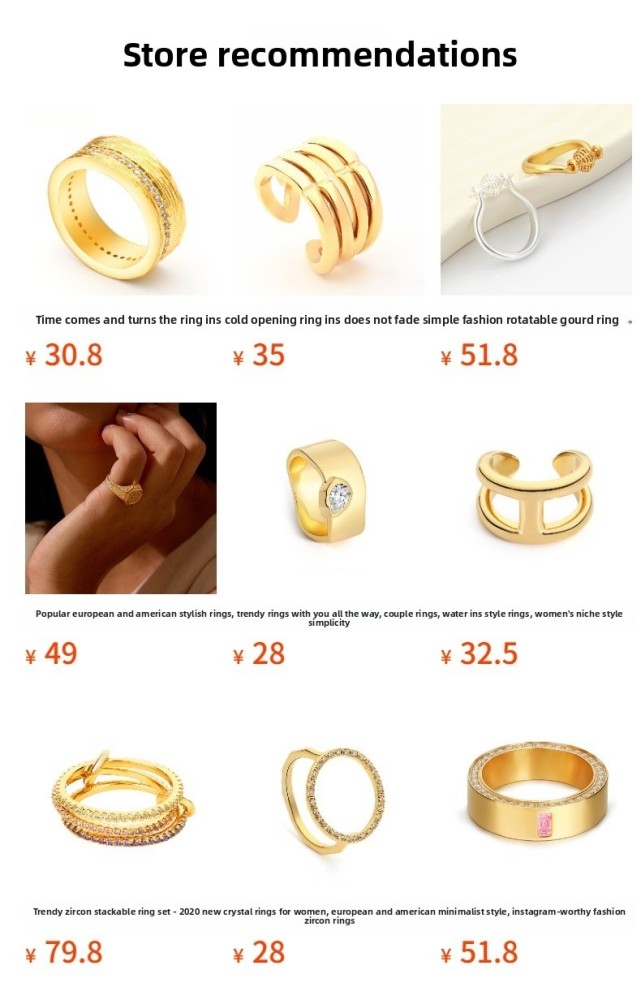 Diamond Ring Open Wedding Geometric Pinch Ring Women's Accessories Geometric