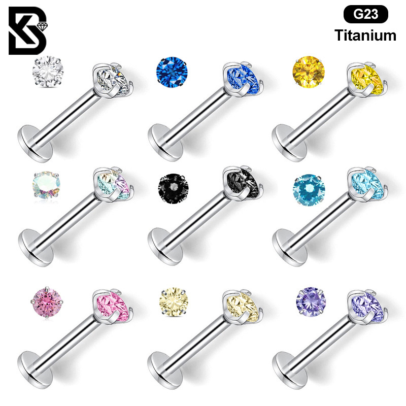 10 PCS/Package Lip Rings Modern Style Classic Style Geometric Titanium Alloy Zircon Lip Rings Ear Cartilage Rings & Studs
