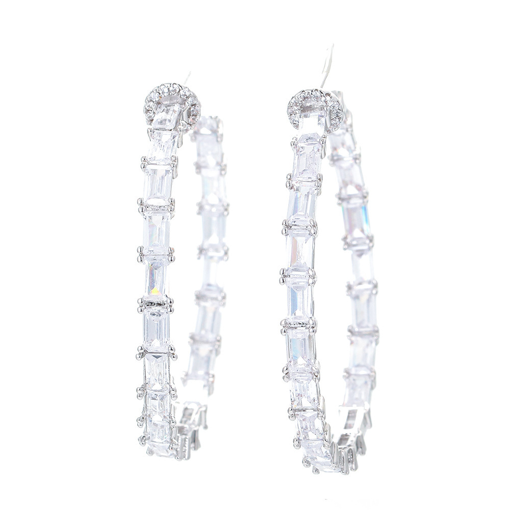 Fashion Round Plating Copper Zircon Copper Earrings