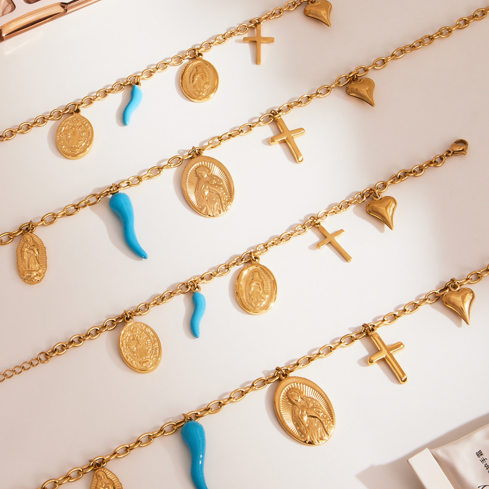 Stainless Steel DIY Multi-Accessories Necklace Bracelet Fashionable Versatile Luxury Jewelry Set Geometric Pattern Vacuum Plated