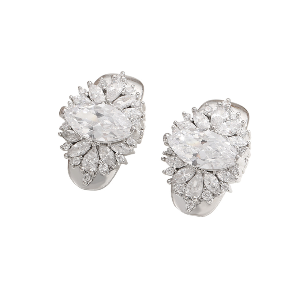 Shiny Copper Inlaid Zircon Ice Flower Earphone Clip Elegant Ear Clip Earphone Accessories