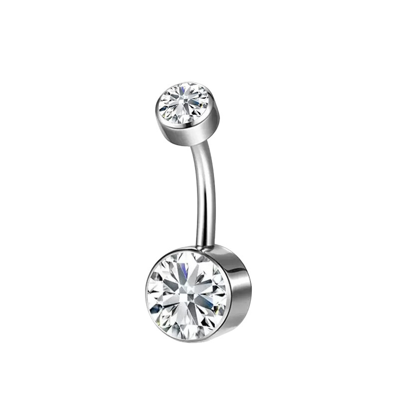 5A Grade Zirconia Titanium Belly Button Ring With Internal Teeth Edge Cylindrical Navel Jewelry Women Body Piercing Accessories
