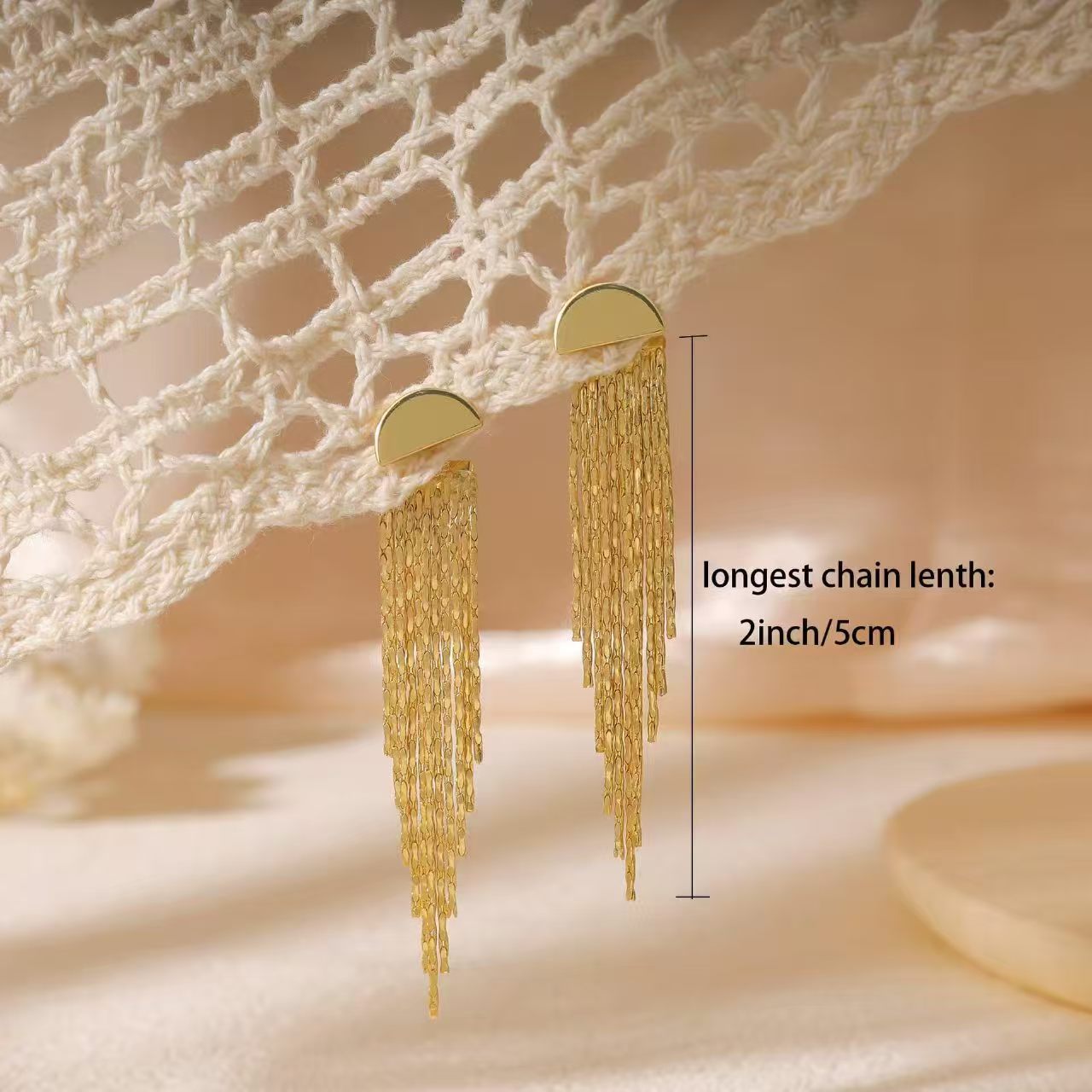 Geometric Dangle Earrings Gold Plated Brass Luxurious Lightweight Tassel Dipped Hoops For Women Fashion Jewelry Accessories
