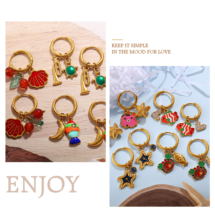 Fashionable Versatile Pendant Drop Earrings Ocean Series Vintage DIY Pendants Luxury Accessories Stylish Match All Ear Jewelry