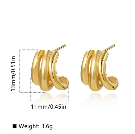 1 Pair Basic Simple Style Classic Style U Shape Geometric Flower Plating 304 Stainless Steel Ear Studs