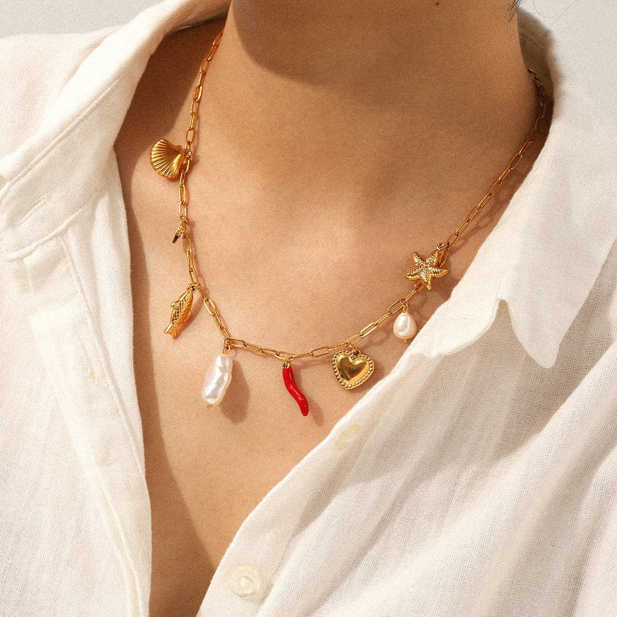 Bohemian Accessories Stainless Steel Necklace Light Luxury Niche DIY Jewelry Accessories Pendant Necklace Collarbone Chain