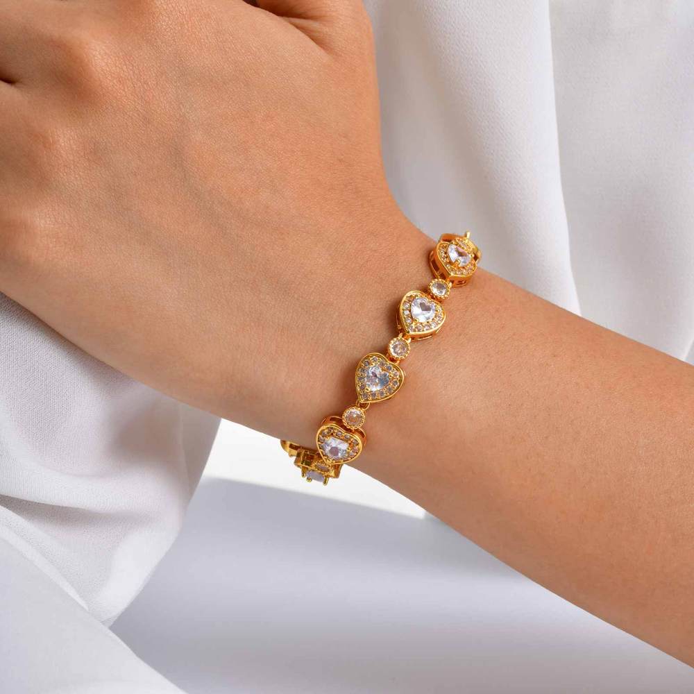 INS Style Copper Material Zircon Inlaid Bracelet Natural Light Luxury Feng Shui Plated 18K Real Gold Geometric Pattern Women's Jewelry Clasp Accessories