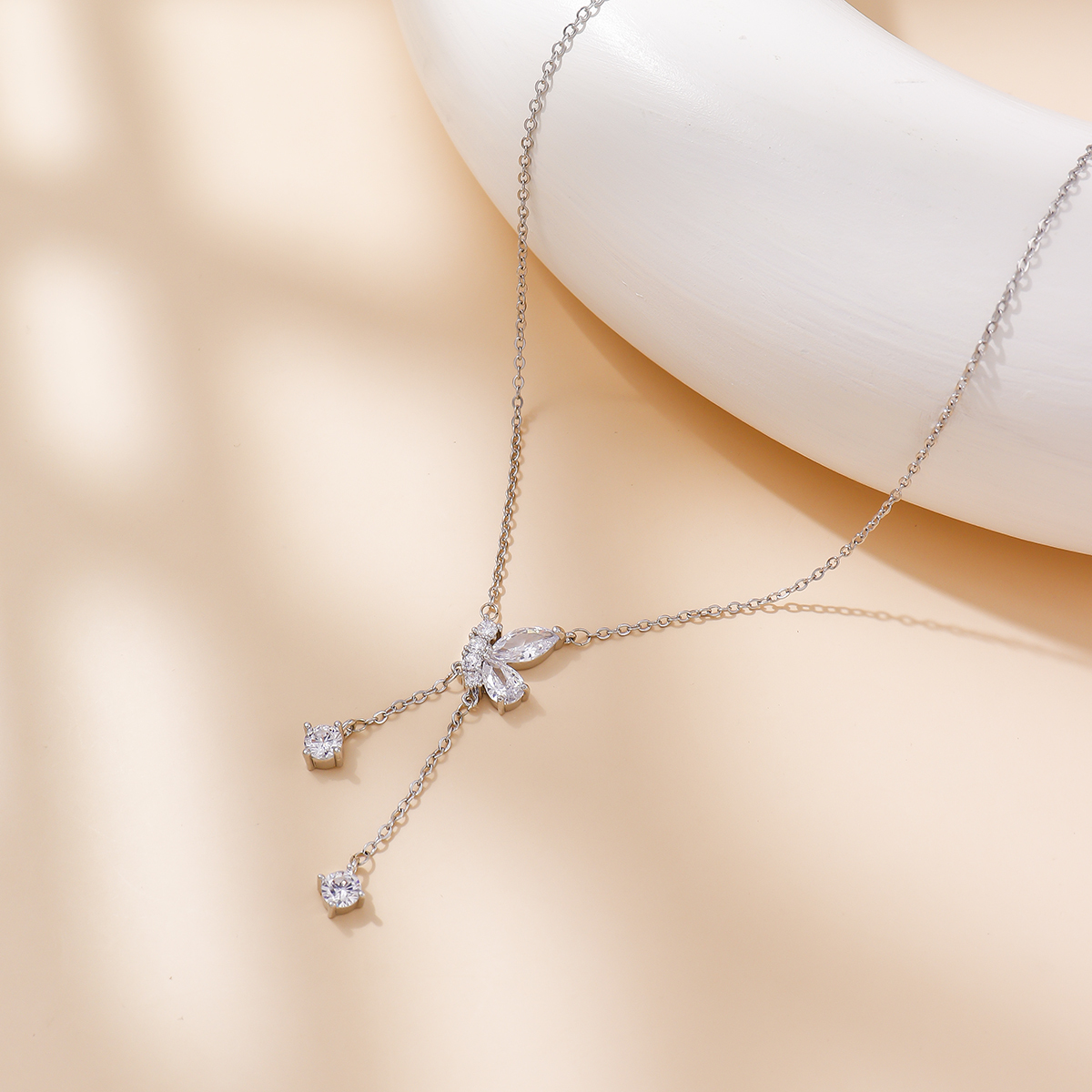 Fashion Butterfly Ring Earrings Necklace Combination Jewelry Set For Women Light Luxury Versatile Simple Fashion 14K Gold Plated Zircon Gift