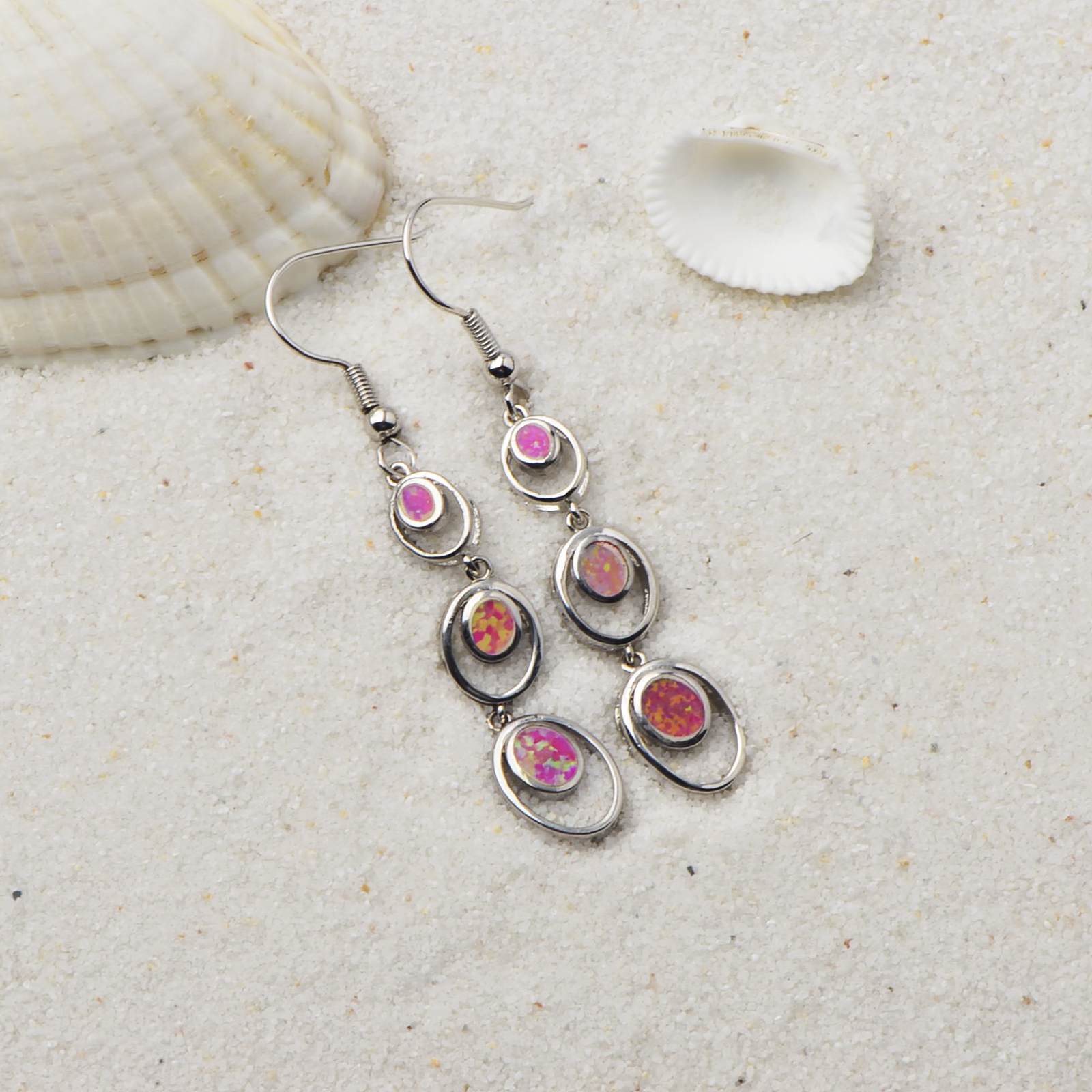 Simple Round Opal Dangle Earrings  Style TikTok Ins Fashion Peruvian Opal Drop Earrings Jewelry Accessories