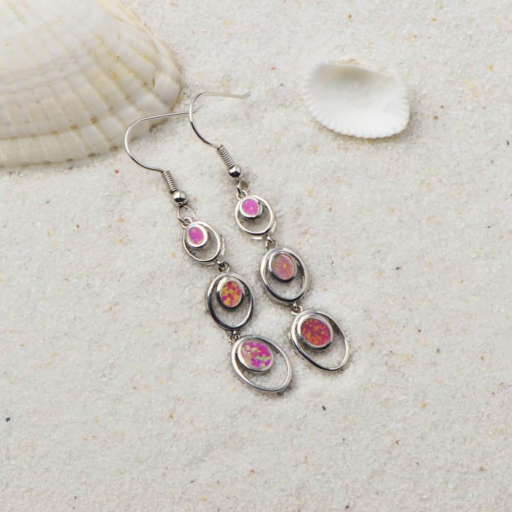 Simple Round Opal Dangle Earrings  Style TikTok Ins Fashion Peruvian Opal Drop Earrings Jewelry Accessories