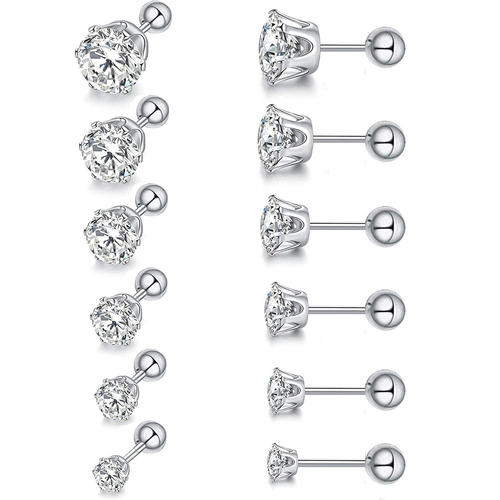 Fashion Unisex Geometric Design Earrings Stainless Steel Inlaid Zirconia Studs Trendy Factory Jewelry Accessories
