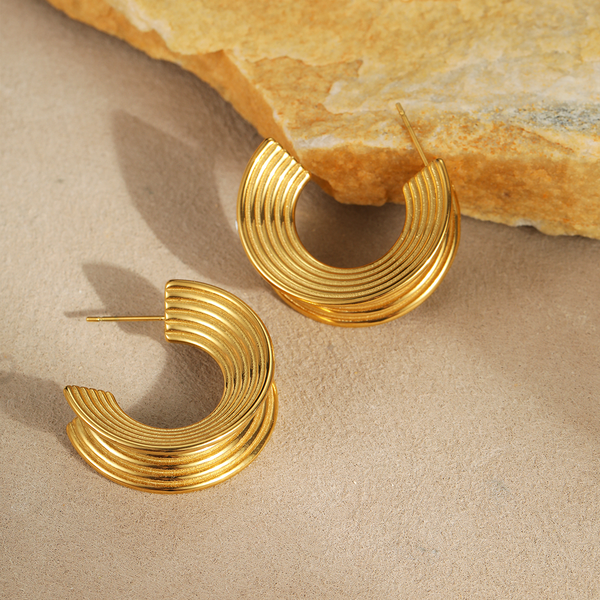 Fashionable Titanium Steel Hoop Earrings Stainless Steel Non-fading Simple French Style Women's Jewelry Accessories