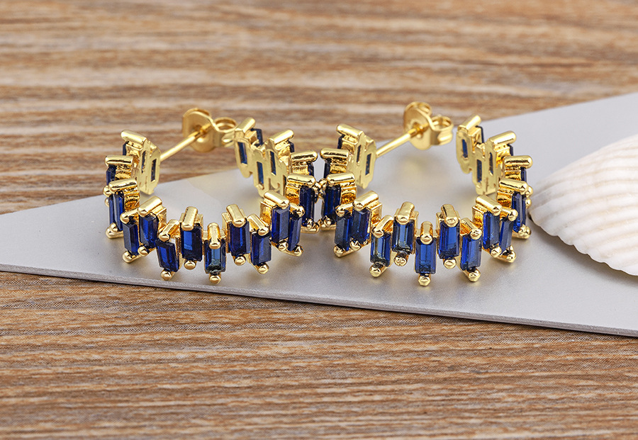 18K Gold Plated Fashionable Irregular Square Zircon Earrings For Women Elegant Copper Alloy Jewelry Accessories