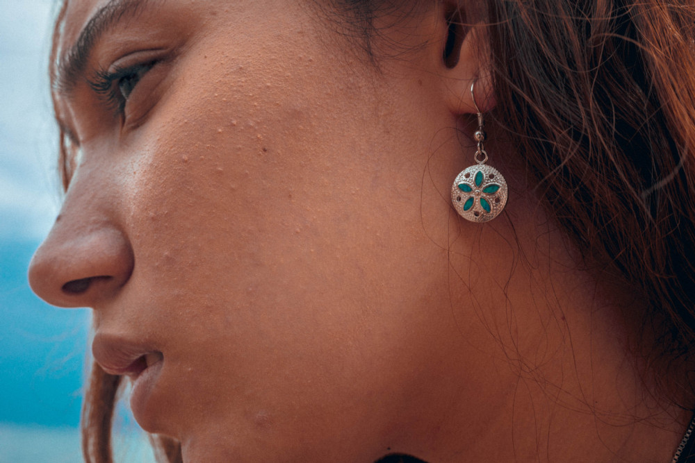 Oceanic Style Round Shape TikTok Popular Hawaii Sand Dollar Opal Earrings Women's Simple Geometric Pattern Jewelry Accessories