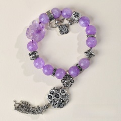 Z424 Lavender Amethyst Nine-tailed Fox Bracelet
