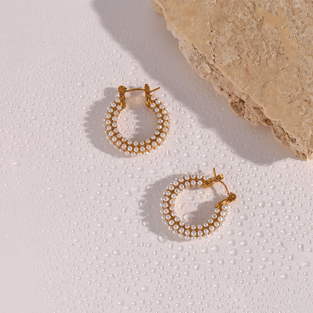 PVD Coated Real Gold Plated 18K Gold U Shape 304 Stainless Steel Fashion Waterproof Non Tarnish Hoop Earrings