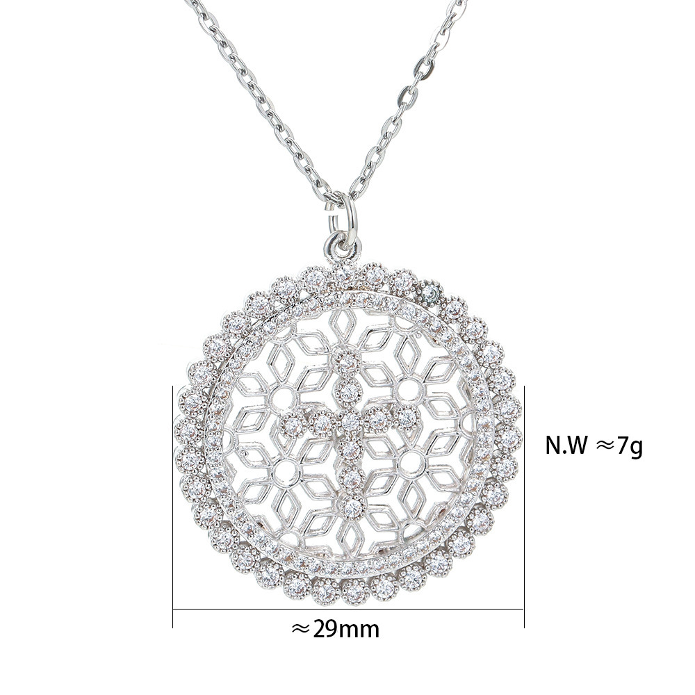 Copper Plated 18k Gold Micro-set Zircon Pendant Geometric Cross Clavicle Chain