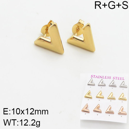 INS New  Fashion Titanium Steel V-Shaped Stud Earrings 18K Golden Stainless Steal Earrings Niche Design High Earrings Women's Stud Earrings