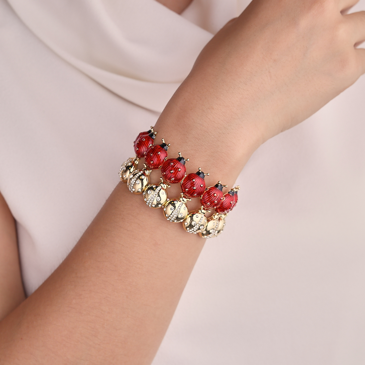Copper Plated 18K Gold Bug Elastic Rope Bracelet Fashionable Outdoor Selfie Lawn Red Gold Colored Women's Hand Jewelry