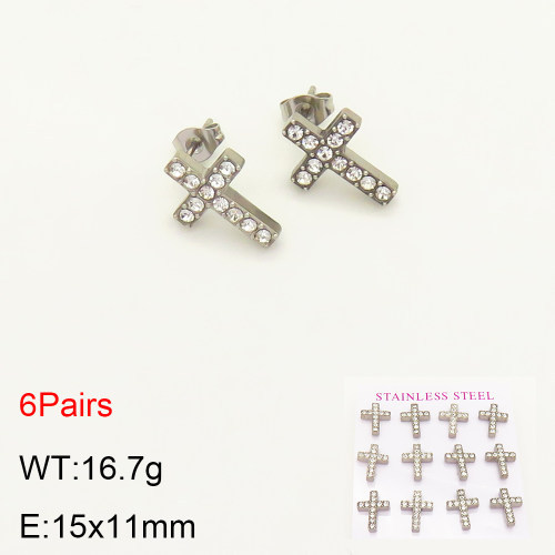 INS New  Fashion Titanium Steel Cross Stud Earrings Women's 18K Gold Stainless Steel Religious Earrings Earrings Niche Design High Earrings