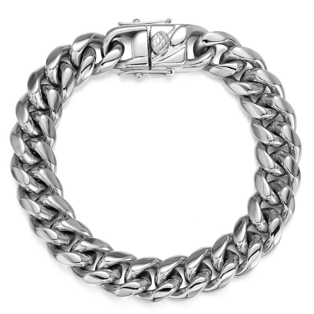 Fashionable Stainless Steel Men's Necklace Encrypted Dragon Head Buckle Bracelet Versatile Matching Accessories Geometric Pattern