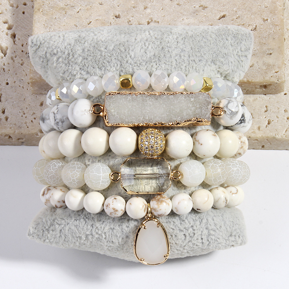 Simple Style Classic Style Geometric Natural Stone Beaded Chain Bracelets In Bulk