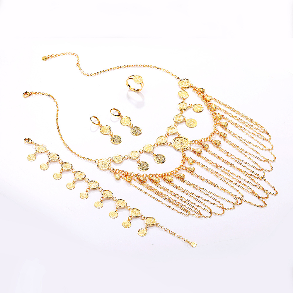 3-Piece Copper Vintage Luxurious Exotic Ethnic Style Pendant Bracelet Earrings Women's Set Suitable For Parties Weddings Jewelry Accessories