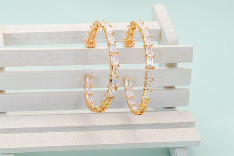 Fashion Round Plating Copper Zircon Copper Earrings