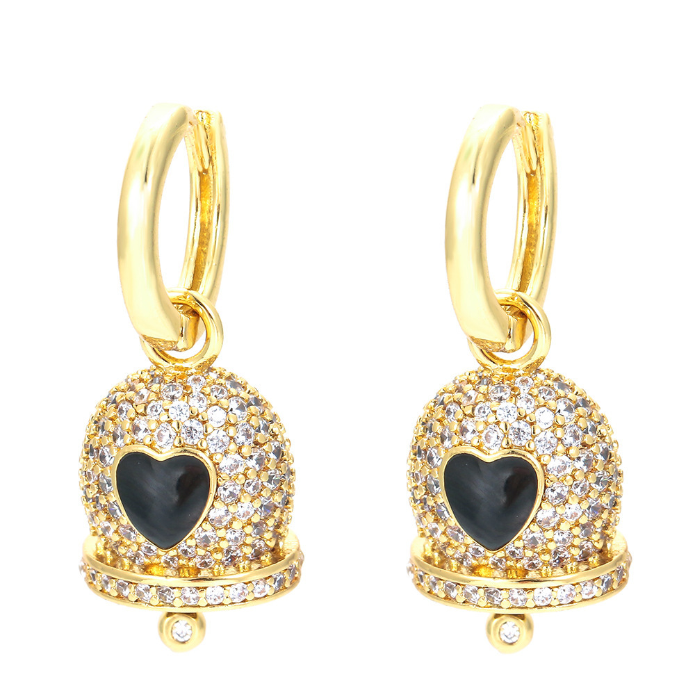 Fashion Bell Copper Drop Earrings Plating Inlay Zircon Copper Earrings