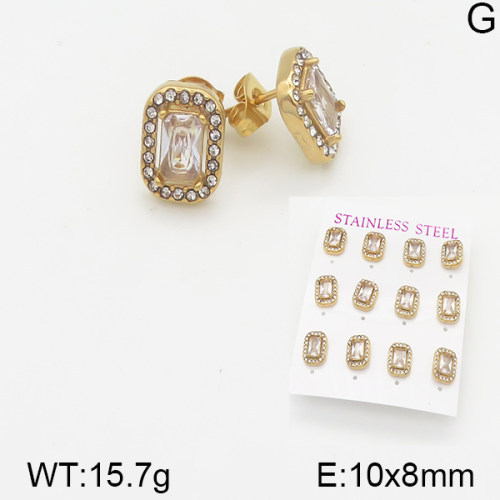INS New  Fashion Titanium Steel Square Stud Earrings 18K Gold Stainless Steel Love Element Earrings Niche Design High Earrings Women's Stud Earrings