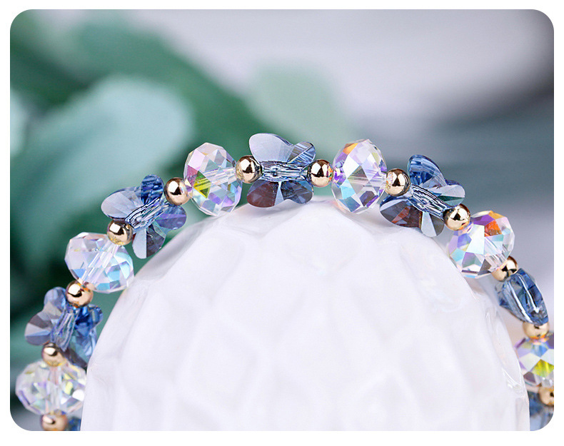 Austrian Crystal Butterfly Bracelet Seven Colors Optional Hand Chain Women's Fashion Jewelry Countryside Style Bead Bracelet