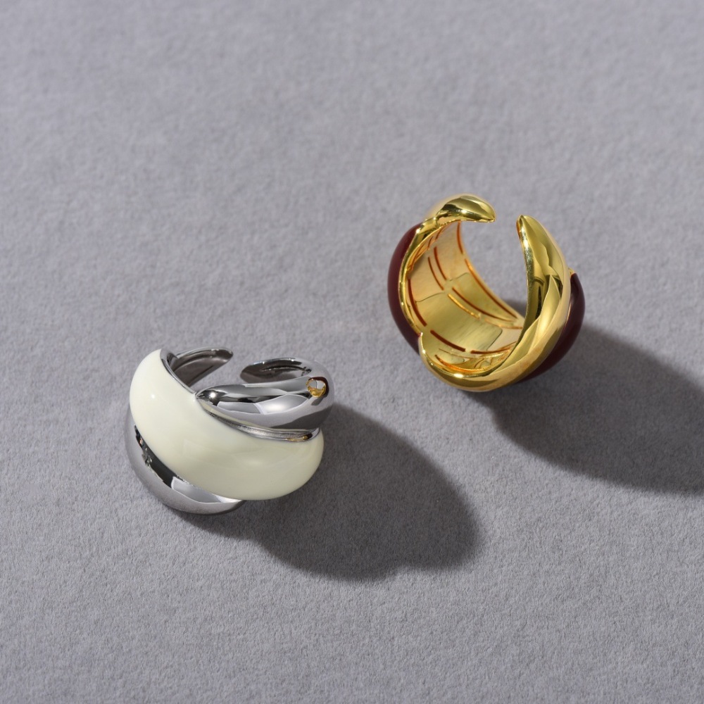 Fashion Geometric Pattern Open Ring 18K Gold Plated Copper Elegant Unique Style Women's Jewelry Accessories Water Plated Platinum Adjustable Ring