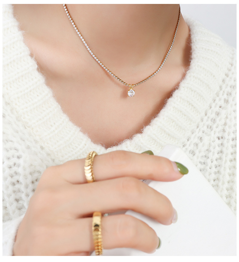 PVD Coated Real Gold Plated 18K Gold Geometric 304 Stainless Steel Fashion Waterproof Non Tarnish 304 Stainless Steel Necklace