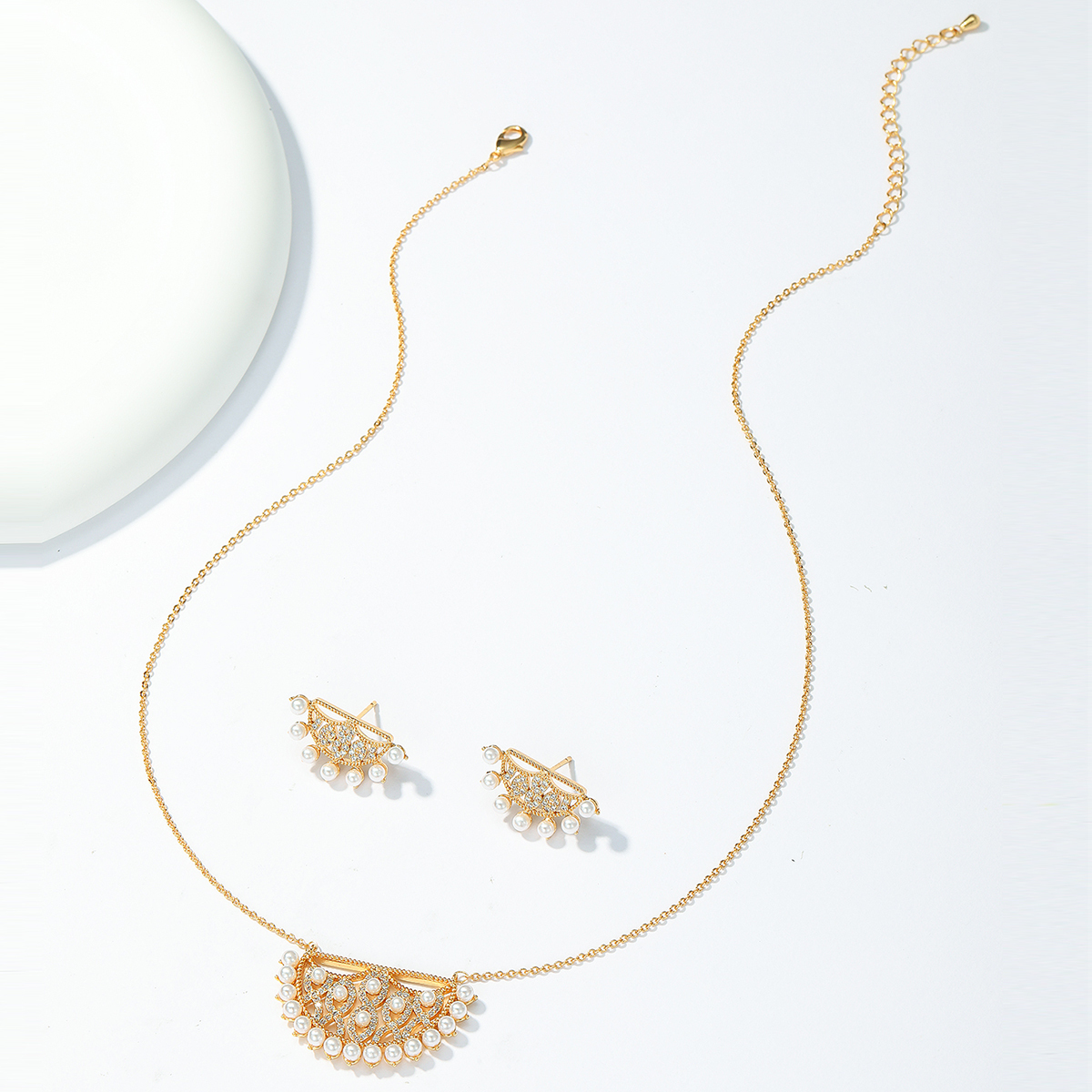 2-Piece Copper Inlaid Zircon Ramadan Festival Middle Eastern Hollow Pattern Ethnic Style Elegant Exquisite Women's Earrings Pendant Suitable For Holiday Party Banquet Jewelry Accessories
