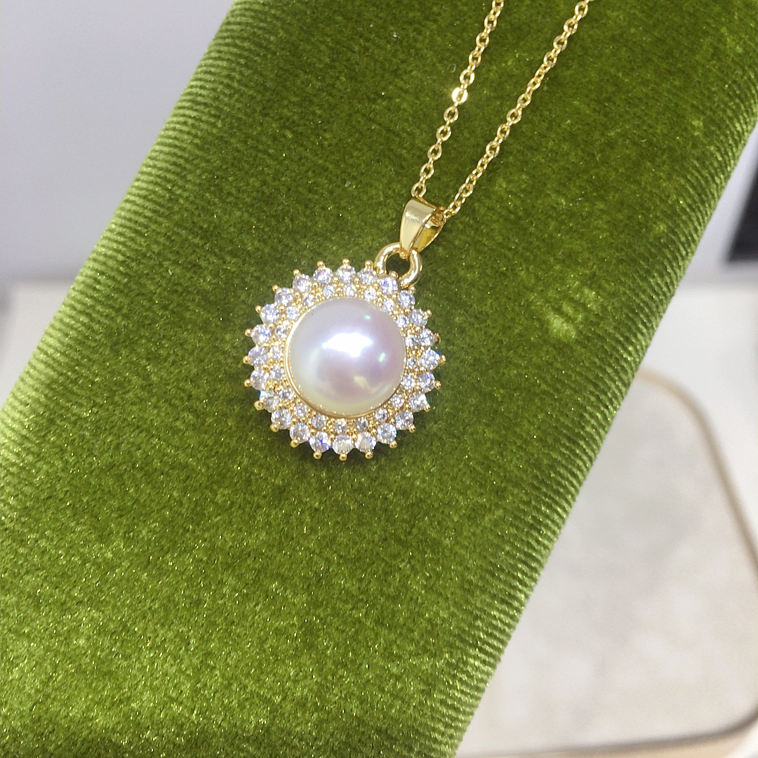 Sunflower Pearl Jewelry Large Spot Non-Nucleated Freshwater Pearl Pendant Necklace Genuine Gold Color Retention Accessories