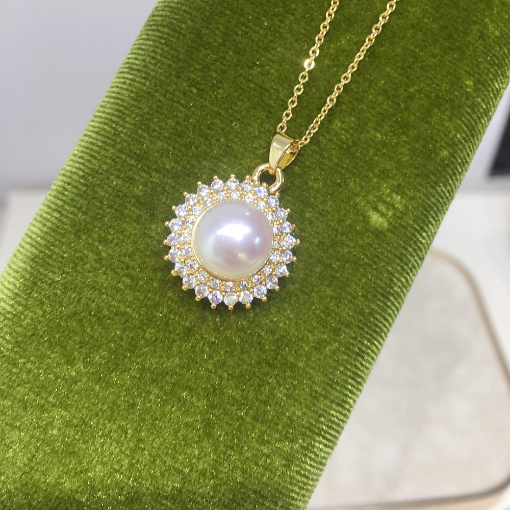 Sunflower Pearl Jewelry Large Spot Non-Nucleated Freshwater Pearl Pendant Necklace Genuine Gold Color Retention Accessories