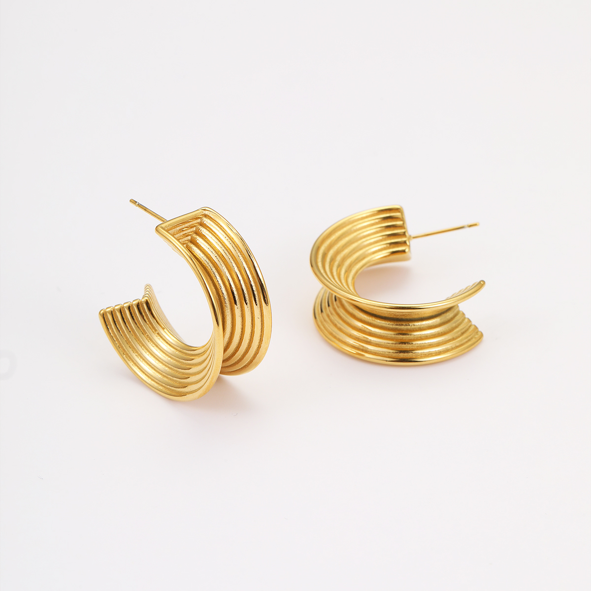 Fashionable Titanium Steel Hoop Earrings Stainless Steel Non-fading Simple French Style Women's Jewelry Accessories