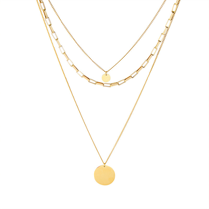 PVD Coated Real Gold Plated Geometric Titanium Steel Fashion Waterproof Non Tarnish Necklace