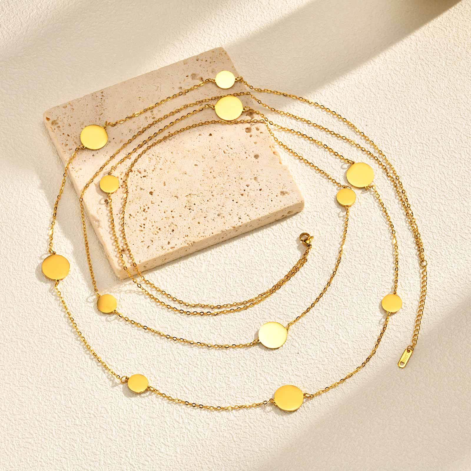 18K Gold Plated 304 Stainless Steel Vacuum Electroplating (In Furnace) Geometric Pattern (Jewelry) Waterproof Non-Fading Hollow Y-Shaped Necklace Long Sweater Chain Women's Accessories