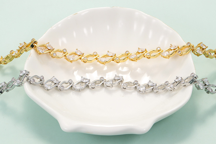Fashion Irregular Rhombus Inlaid Zircon Copper Bracelet Wholesale