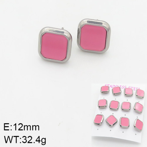 INS New  Fashion Titanium Steel Square Shell Stud Earrings Female 18K Gold Stainless Steel Shell Element Earrings Earrings Niche Design High Earrings