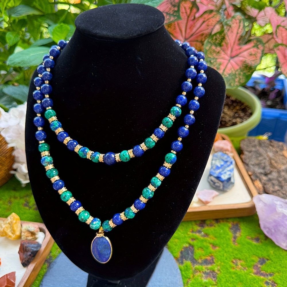 Fashionable Turquoise Pendant Necklace Set Of 2 Elegant Jewelry Accessories Simple Style Geometric Pattern For Women