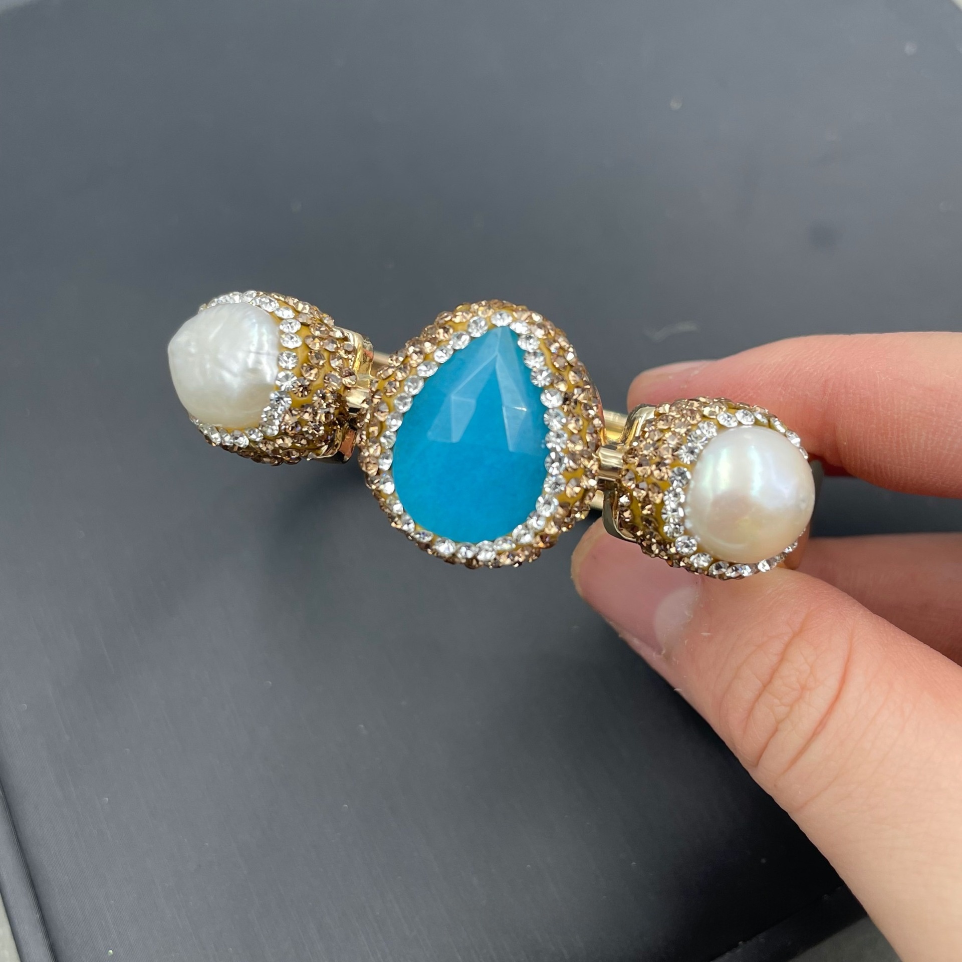 Baroque Shell Pearl Jewelry Set Luxury  Stylish Women's Earring Necklace Bracelet Diamond Plating Craft