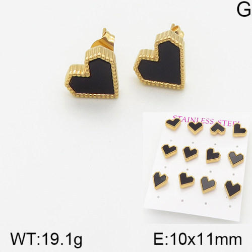 INS New  Fashion Titanium Steel Love Shell Stud Earrings Women's 18K Gold Stainless Steel Love Element Earrings Niche Design High Earrings