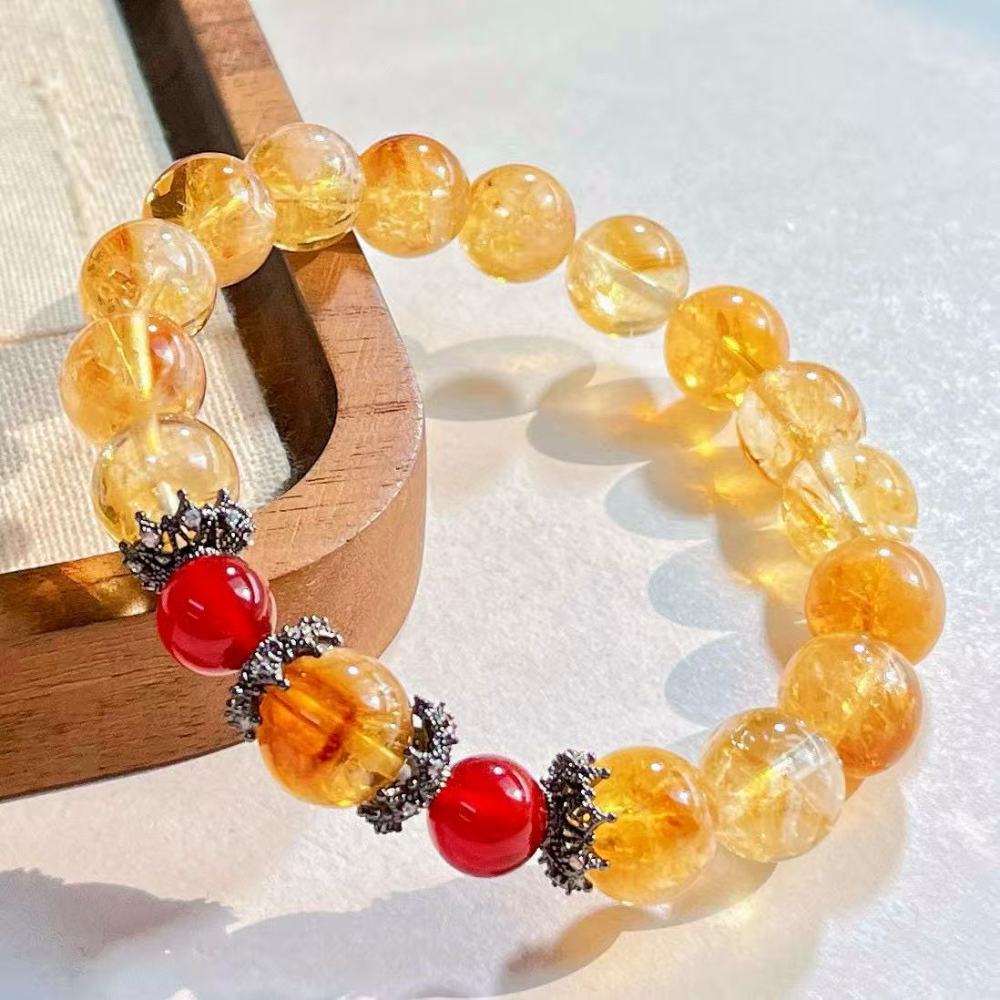 Natural High Quality Yellow Crystal Tiger Eye Stone South Red Bracelet Hand Chain White Crystal Jewelry Accessories For Women