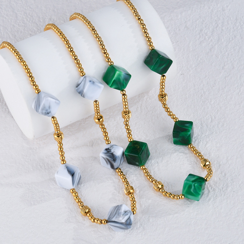 Bohemian Style Geometric Pattern Geometric Block Necklace New Retro High-end 304 Stainless Steel Titanium Steel Women's Jewelry Accessories