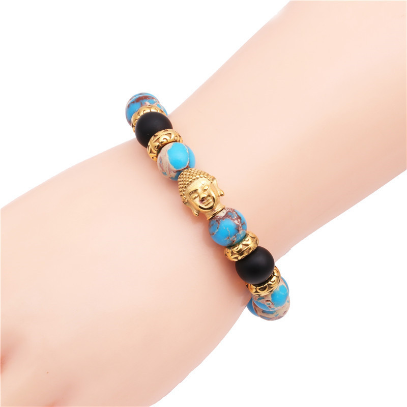 Fashion Bracelets Stainless Steel Woven Adjustable Buddha Head Bracelet