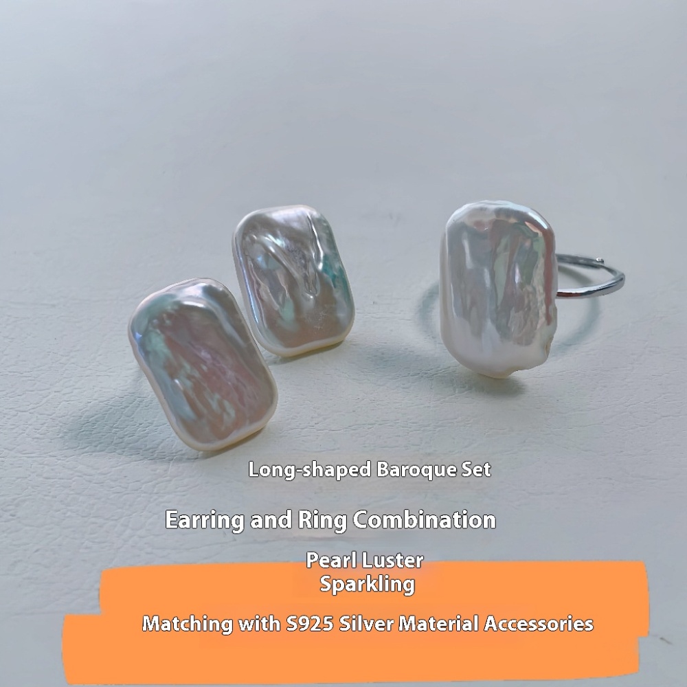 Baroque Pearl Earring Set 925 Sterling Silver Elegant Women's Jewelry Accessories Versatile Summer Fashionable Dangle Studs