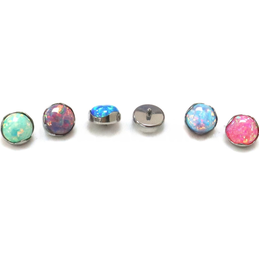 Titanium Lip Studs Wave Edge Opal Belly Button Rings Ear Bone Studs G23 Titanium Alloy Piercing Jewelry Accessories