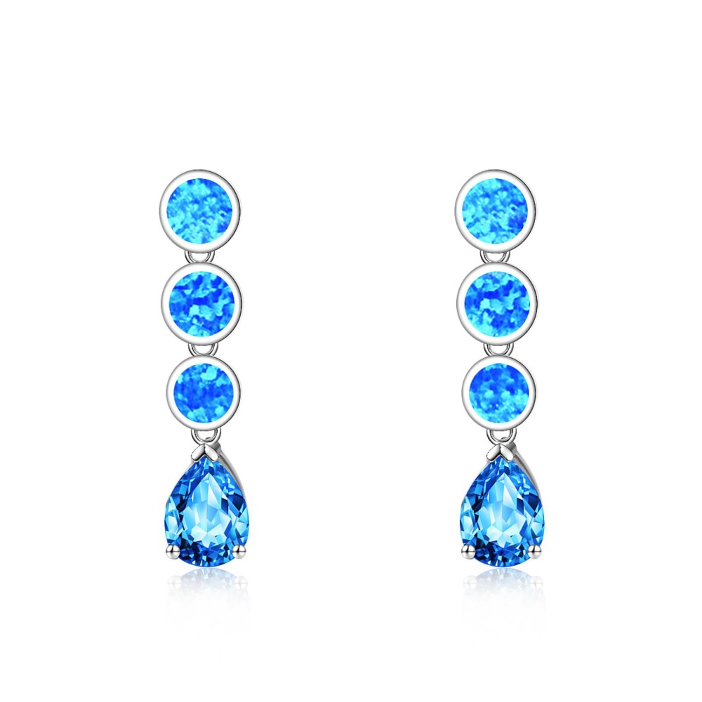 Opal Waterdrop Shaped Earrings Simple  Style Jewelry Accessories Copper Material Holiday Style Craft